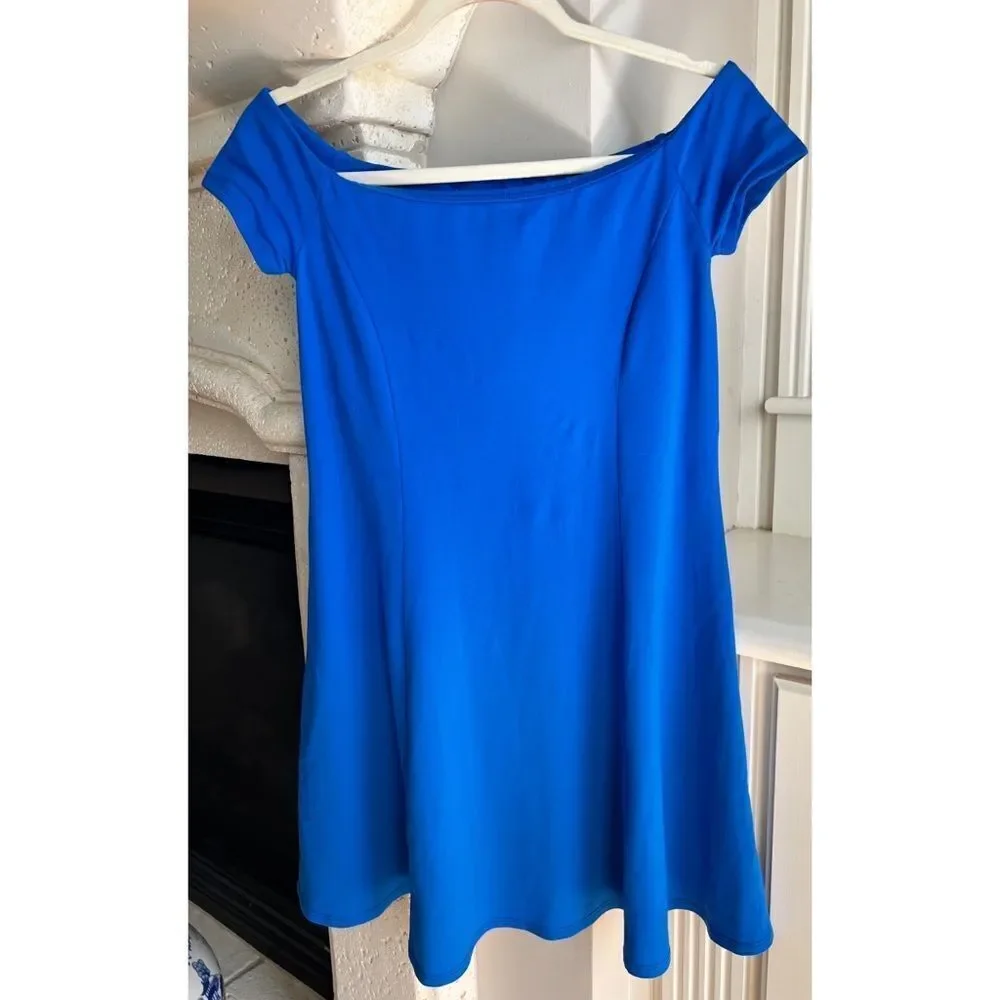 Susana Monaco Women’s Off the Shoulder Blue Flowing Minidress Size Small